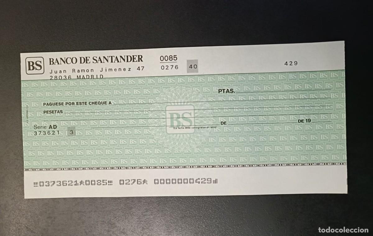 Documentos bancarios: TAL&Oacute;N CHEQUE BANCARIO - BANCO DE SANTANDER BS - Foto 1