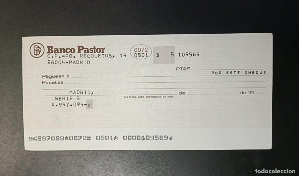 Documentos bancarios: TAL&Oacute;N CHEQUE BANCARIO - BANCO PASTOR BP - Foto 1