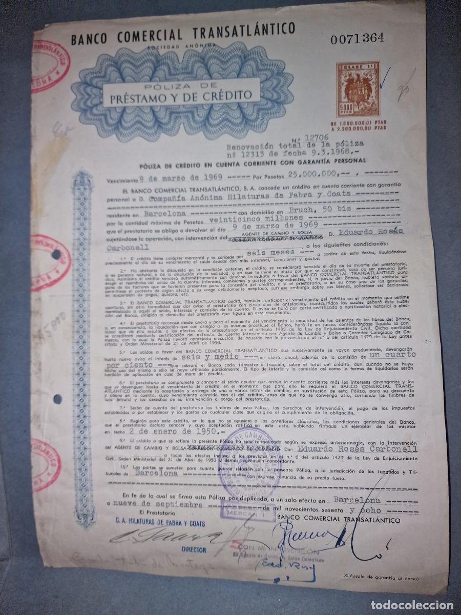 Documentos bancarios: POLIZA BANCO COMERCIAL TRANSATLANTICO - Foto 1