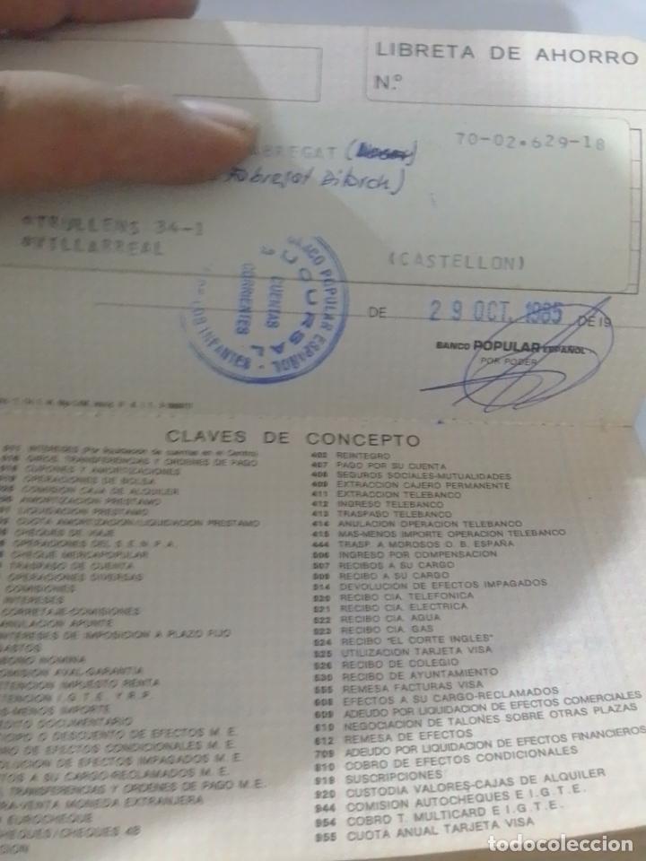 Documentos bancarios: Libreta de Ahorro Banco Popular Espa&ntilde;ol a&ntilde;o 1985 - Foto 3