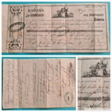 Documenti bancari: CUBA LA HABANA - LETRA DE CAMBIO - 10 MAYO 1877 - CON INTERESANTE GRABADO