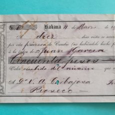 Documentos bancarios: CUBA - LA HABANA - LETRA DE CAMBIO - SIGLO XIX - 11 MARZO 1870