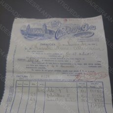 Documenti bancari: FACTURA DE CHOCOLATES ORUS DEL 4/11/1938-ZARAGOZA-FIRMA TAMPONADA-COLOR AZUL -SELLO FRANCO