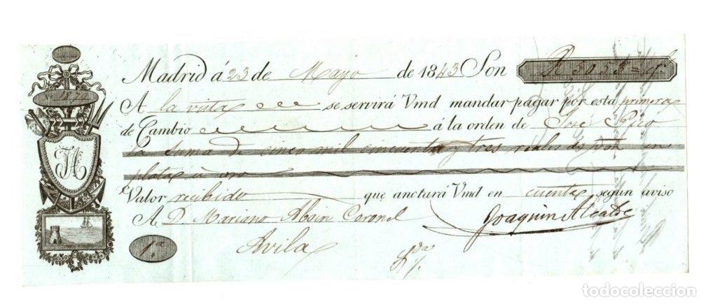Documentos bancarios: LETRA DE CAMBIO. MADRID. 23 DE MAYO DE 1843 - Foto 1