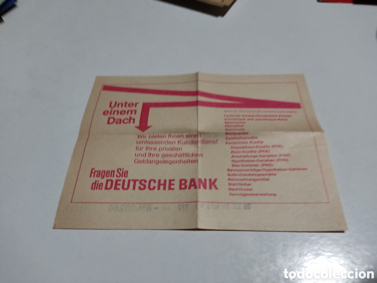 Documentos bancarios: Recibo Deutsche Bank 1975 - Foto 2
