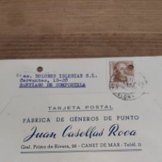 Documentos bancarios: 1956 BARCELONA GÉNERO PUNTO MODA JUAN CASELLAS ROCA CANET DE MAR