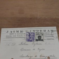 Documentos bancarios: 1945 TARJETA POSTAL JAINE CARRERA BANCA ROSES GIRO