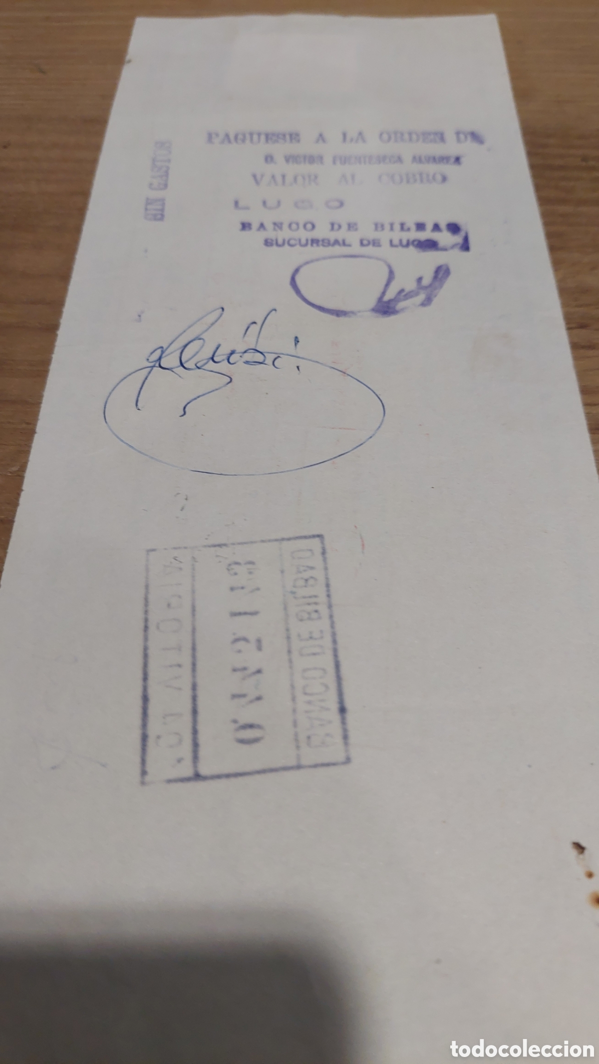Documentos bancarios: Cegada pilas recibo cobro documentos banco Bilbao 1971 - Foto 2