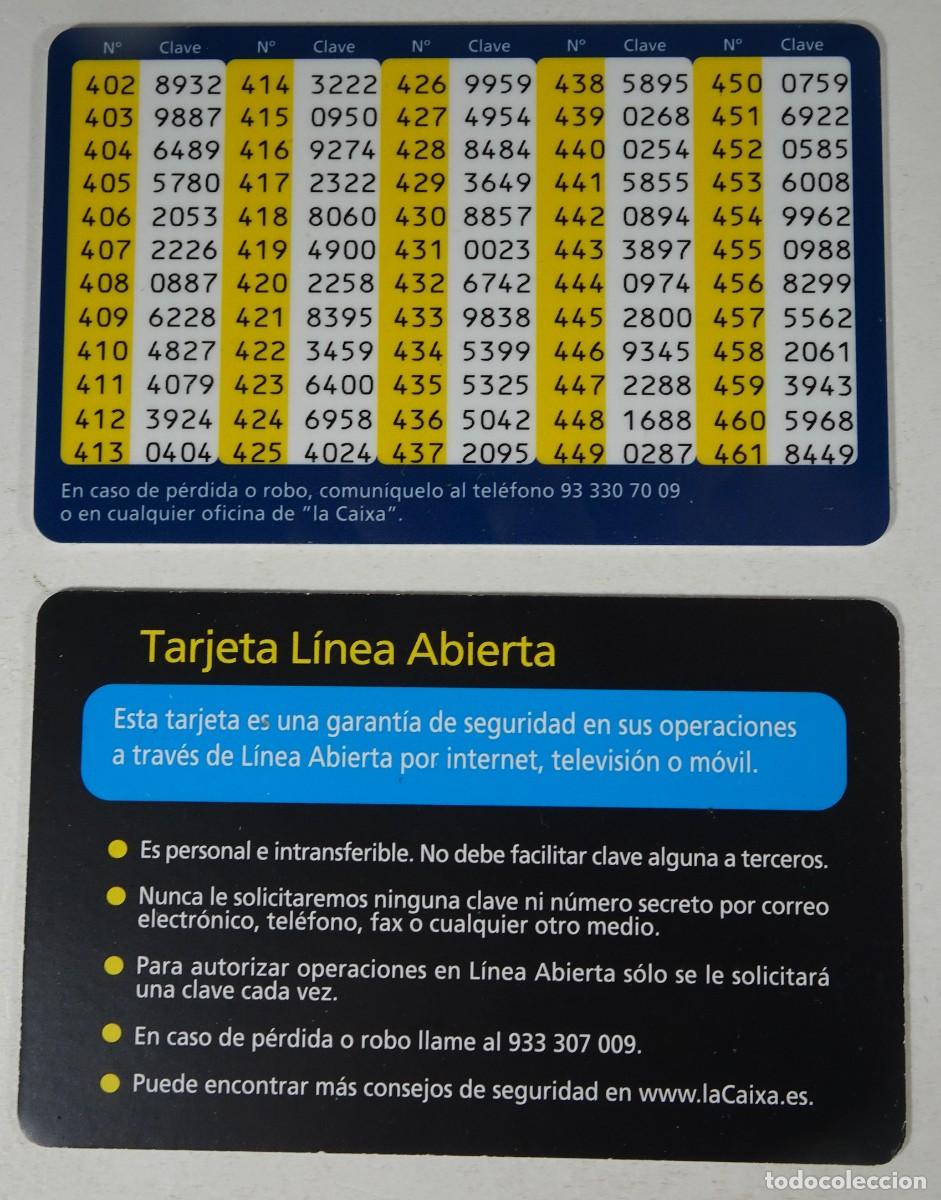 Documentos bancarios: TARJETA LINEA ABIERTA LA CAIXA, TARJETA DE COORDENADAS DE LA CAIXA - Foto 2