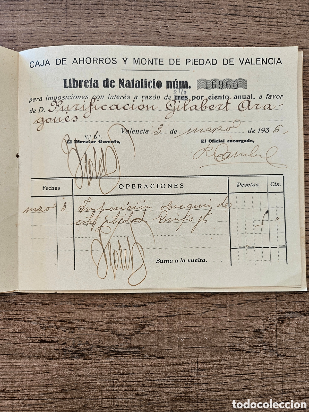 Documentos bancarios: Libreta de natalicio Caja de ahorros y Monte de Piedad - Foto 2