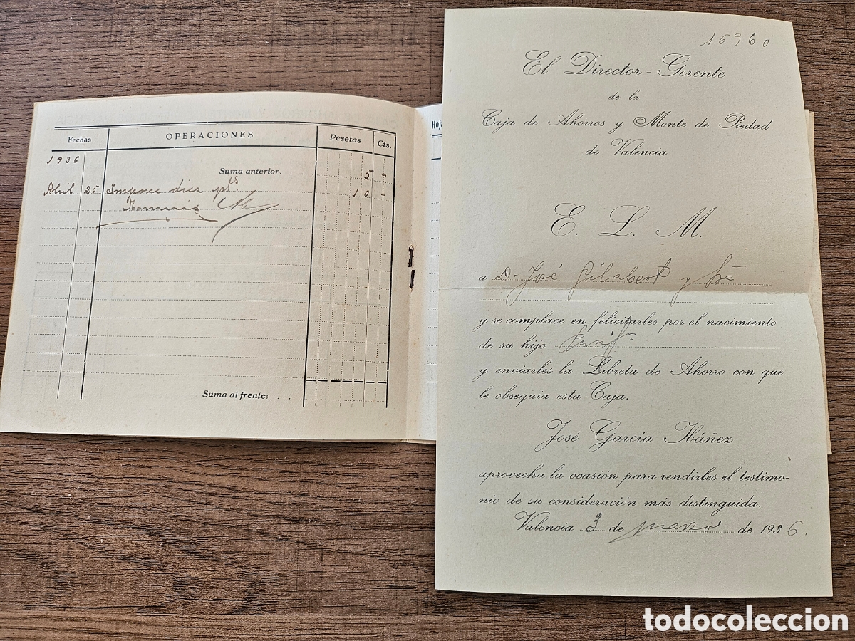 Documentos bancarios: Libreta de natalicio Caja de ahorros y Monte de Piedad - Foto 3
