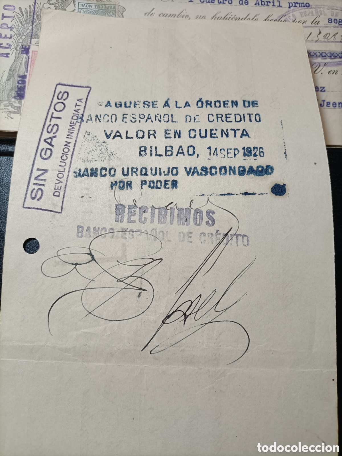 Documentos bancarios: Letra de cambio Bilbao &Uacute;beda Ja&eacute;n a&ntilde;o 1926 - Foto 3