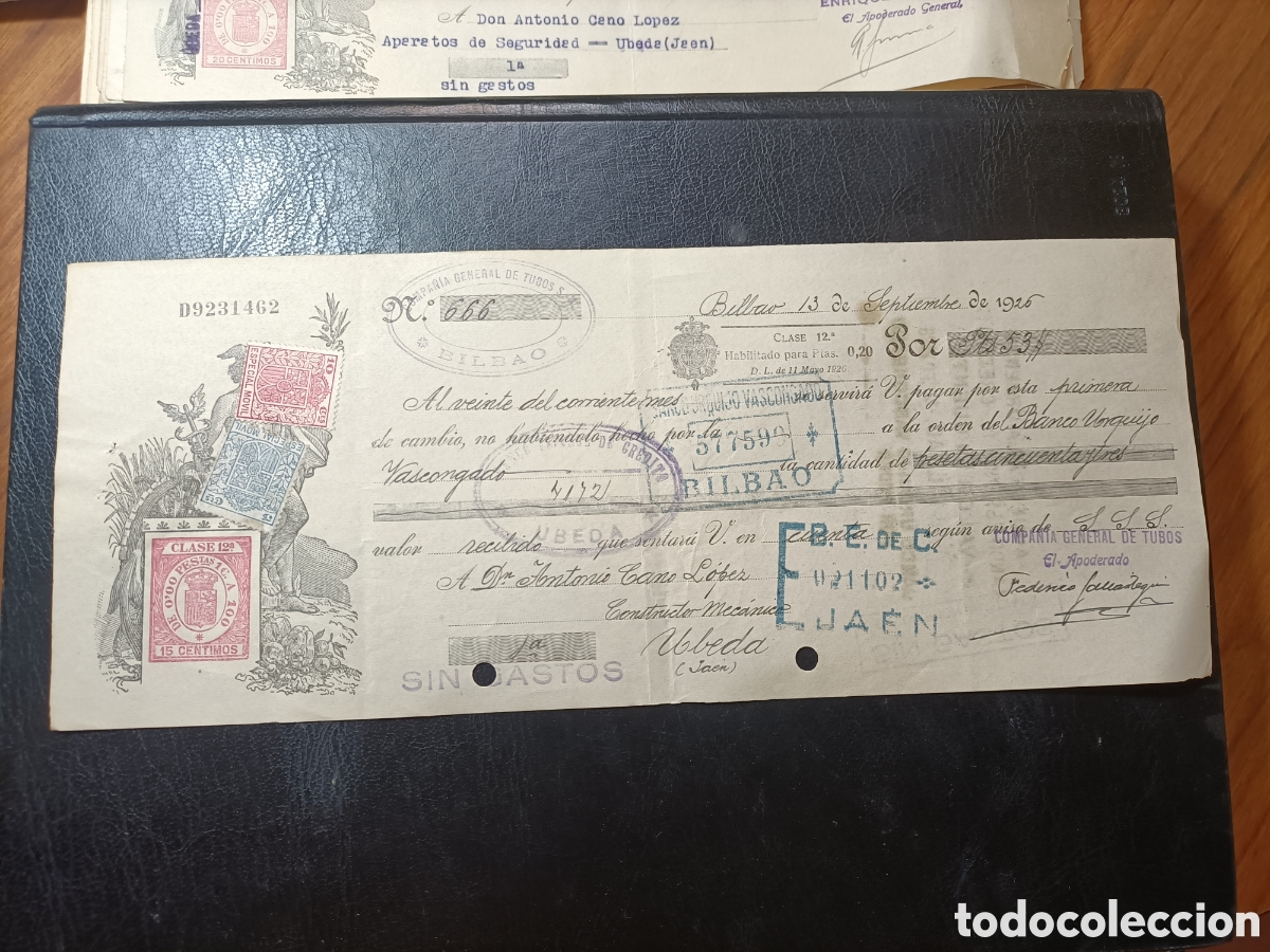 Documentos bancarios: Letra de cambio Bilbao &Uacute;beda Ja&eacute;n a&ntilde;o 1926 - Foto 1