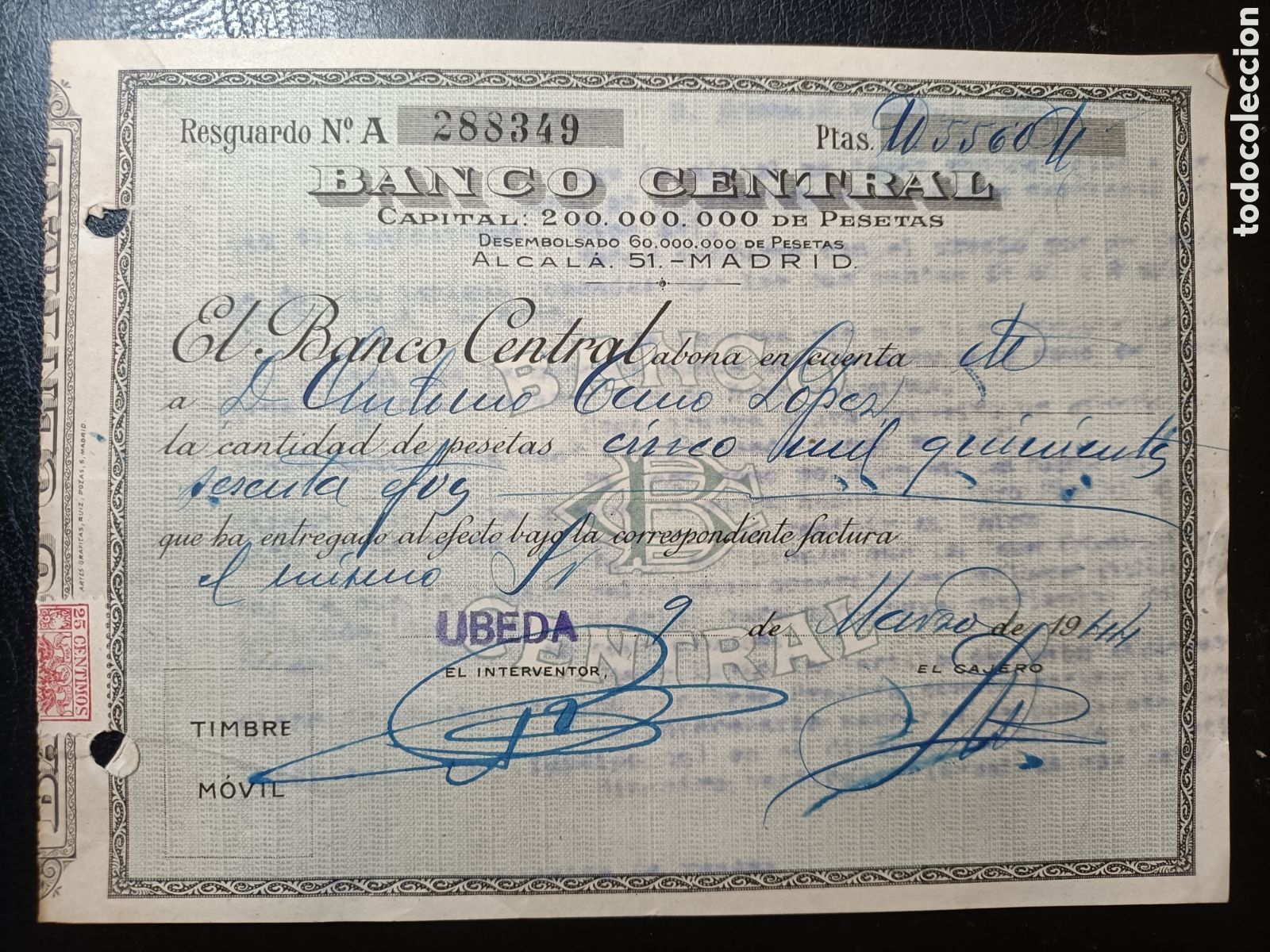Documentos bancarios: Banco central &Uacute;beda Ja&eacute;n - Foto 1