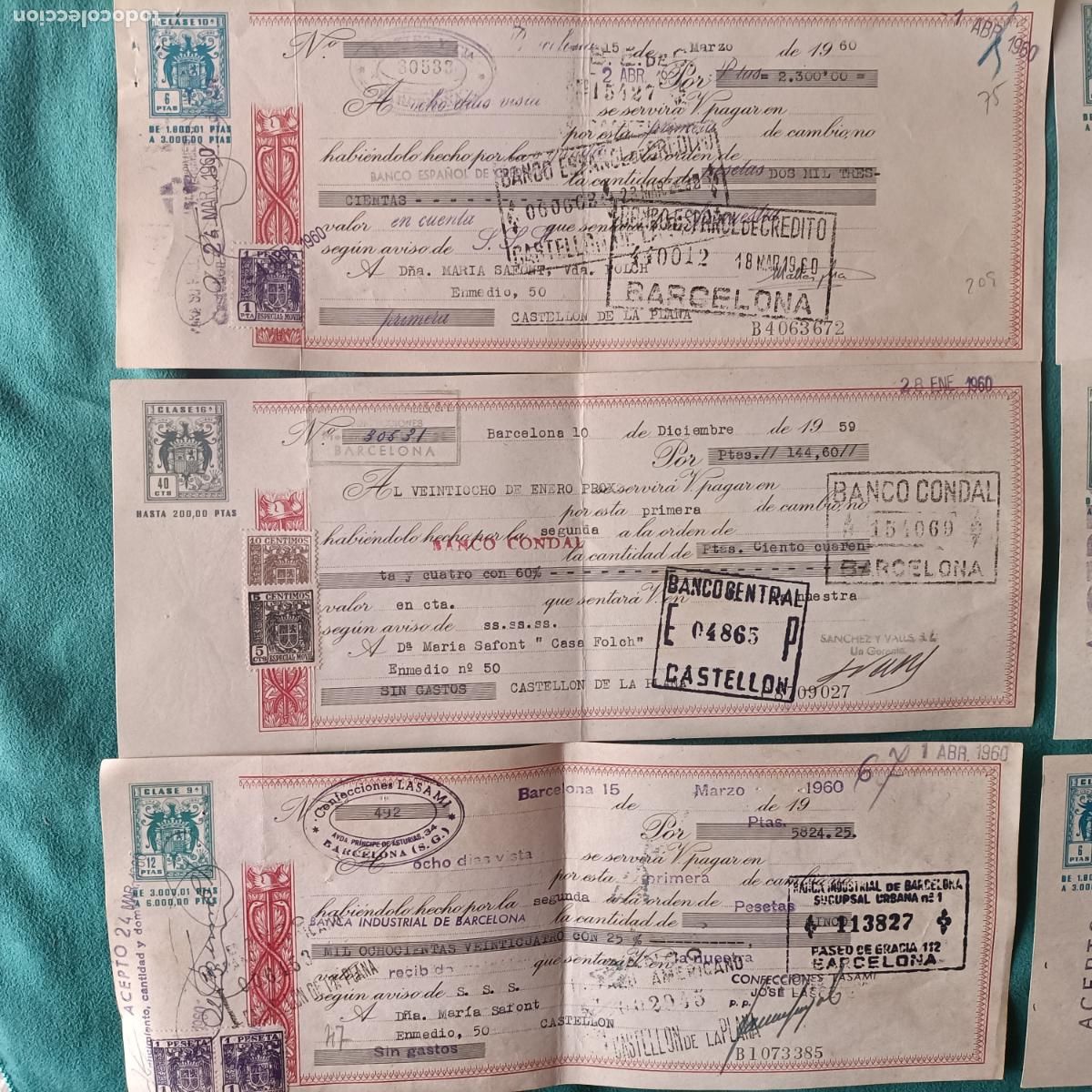 Documentos bancarios: lote 10 letras de cambio 1960 Espa&ntilde;a - Foto 4