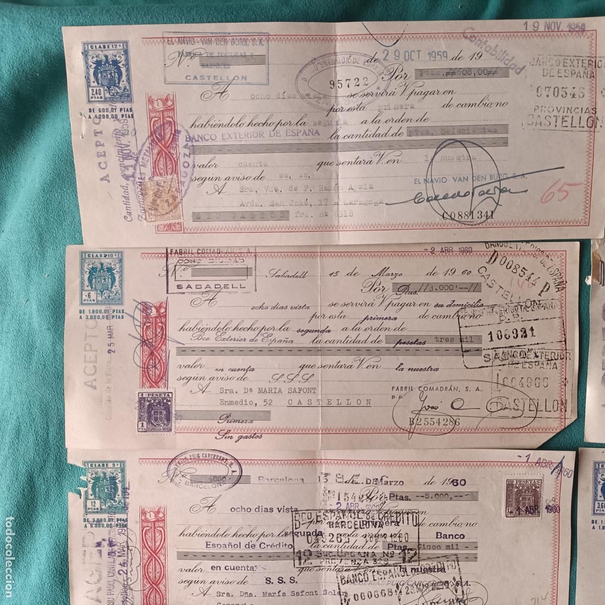 Documentos bancarios: lote 10 letras de cambio 1960 Espa&ntilde;a - Foto 2
