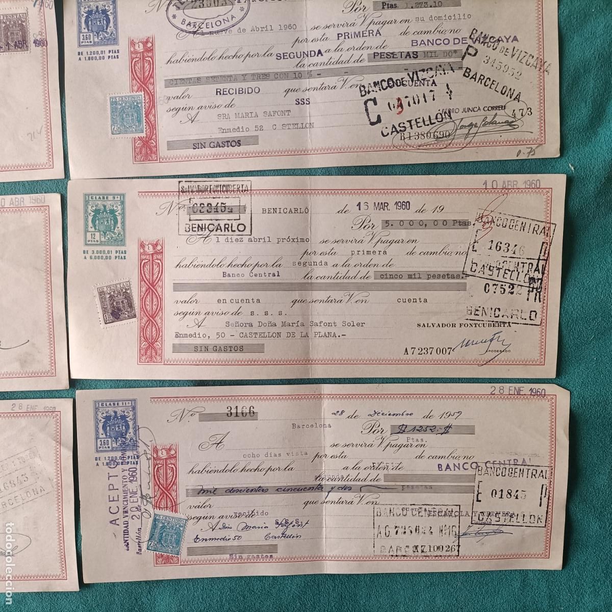 Documentos bancarios: lote 10 letras de cambio 1960 Espa&ntilde;a - Foto 5