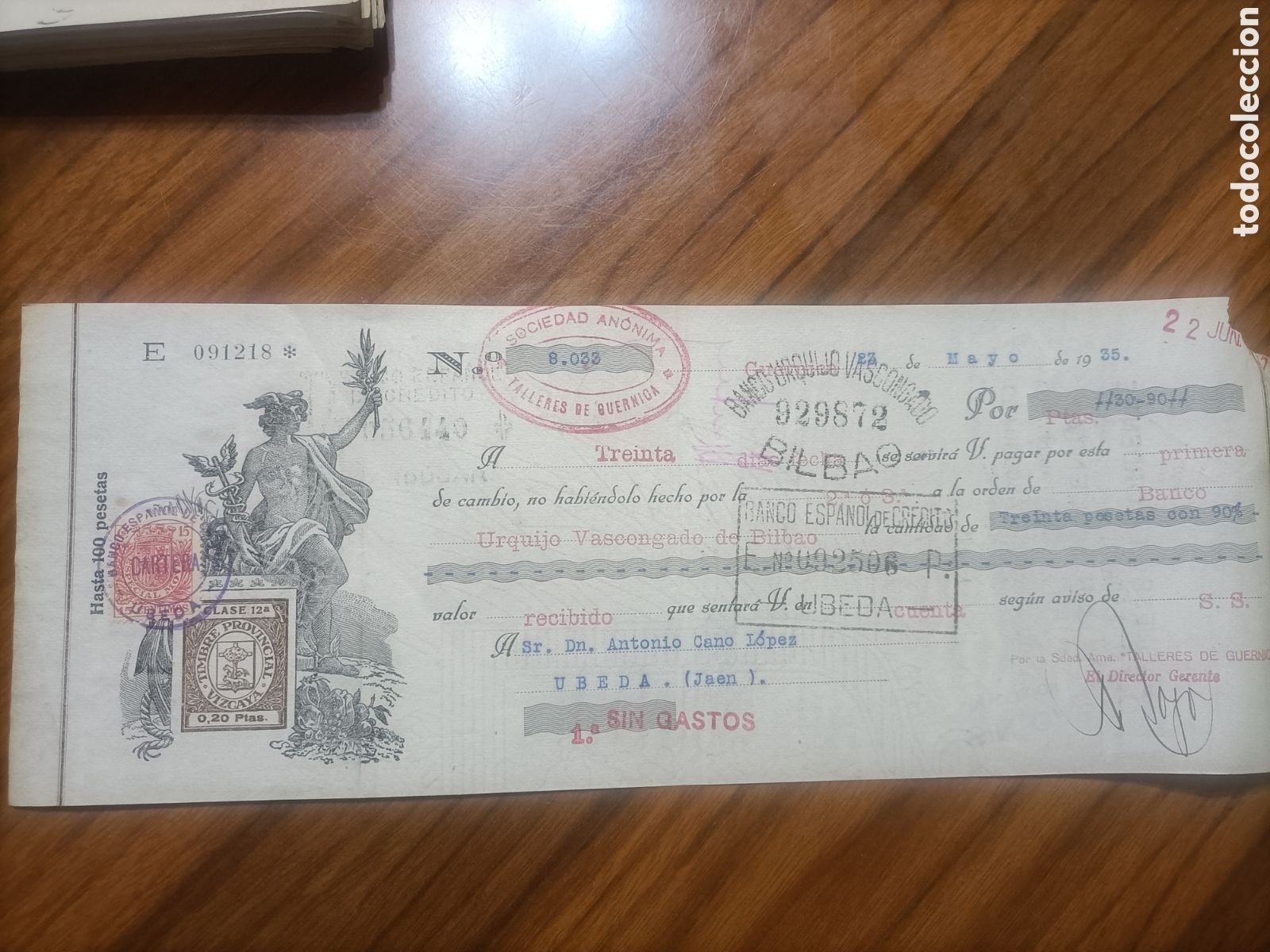 Documentos bancarios: Banco Urquijo vascongado de - Foto 1