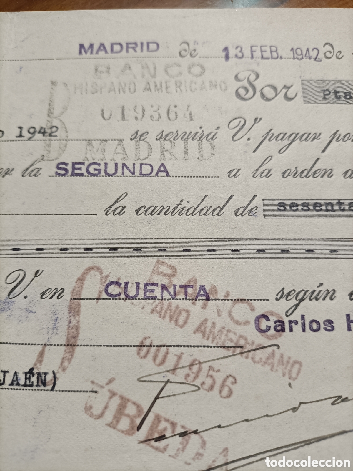 Documentos bancarios: Banco hispano americano Madrid &Uacute;beda jaen - Foto 4