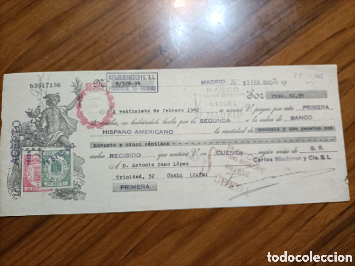 Documentos bancarios: Banco hispano americano Madrid &Uacute;beda jaen - Foto 1