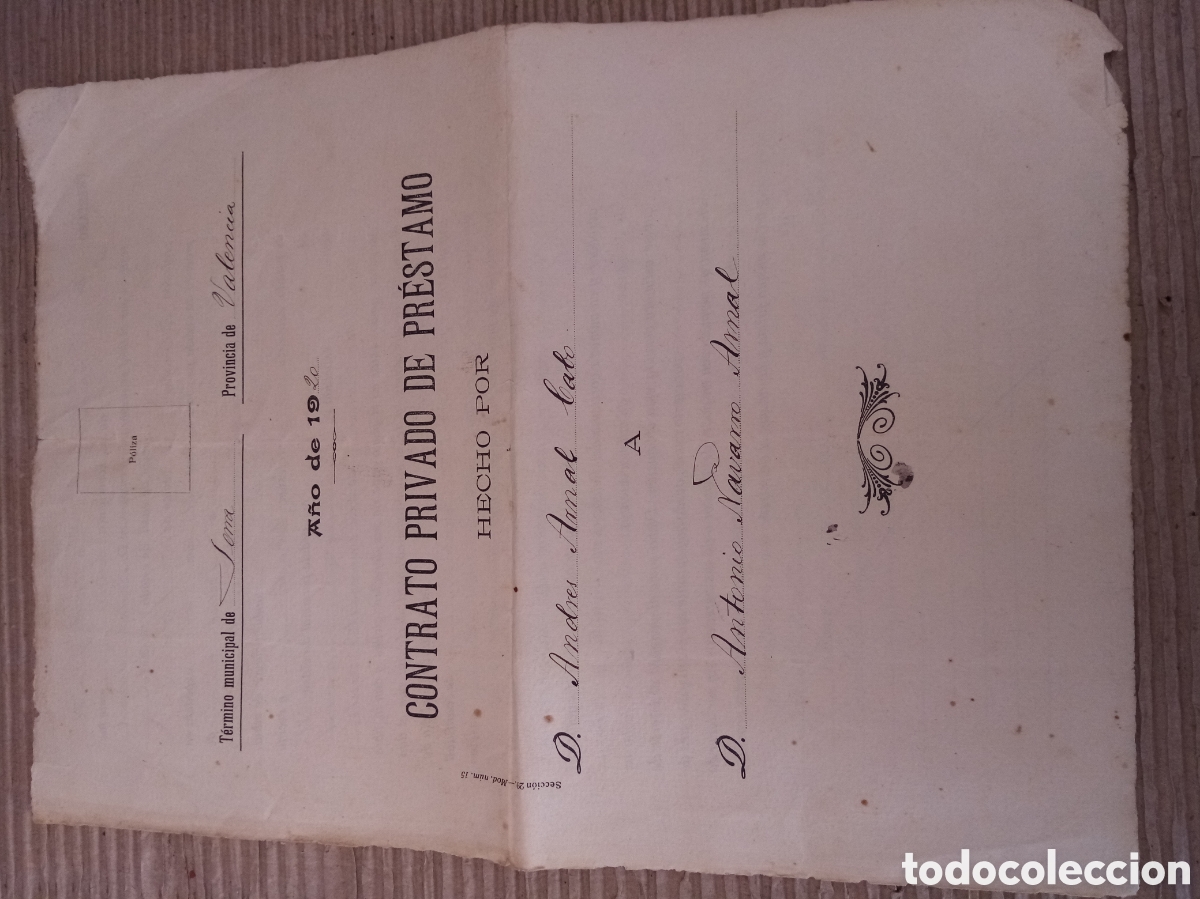 Documentos bancarios: Documentos antiguos 1920 y 1922 (compra-venta y pr&eacute;stamo) - Foto 2