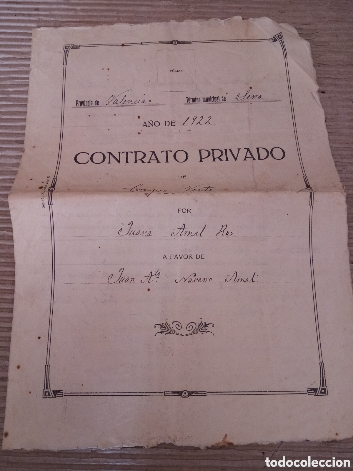 Documentos bancarios: Documentos antiguos 1920 y 1922 (compra-venta y pr&eacute;stamo) - Foto 6