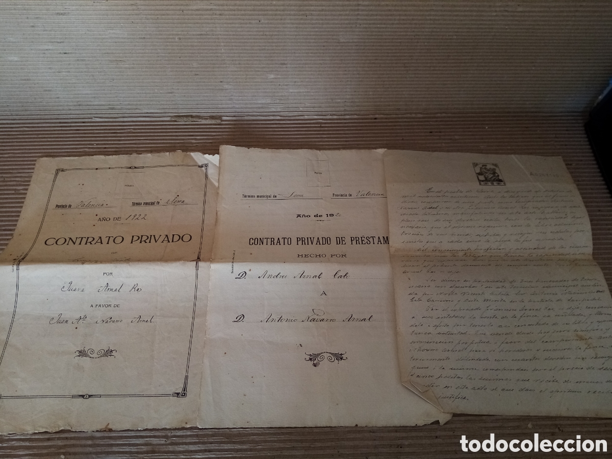 Documentos bancarios: Documentos antiguos 1920 y 1922 (compra-venta y pr&eacute;stamo) - Foto 1