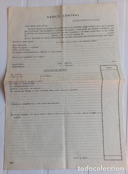 Documentos bancarios: ANTIGUO DOCUMENTO SIN RELLENAR DEL BANCO CENTRAL - Foto 1