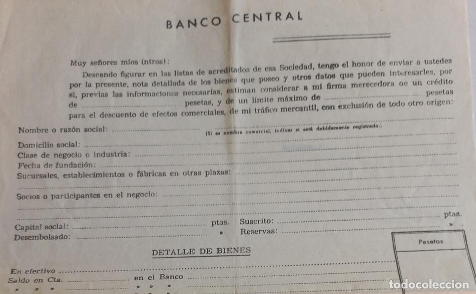 Documentos bancarios: ANTIGUO DOCUMENTO SIN RELLENAR DEL BANCO CENTRAL - Foto 3