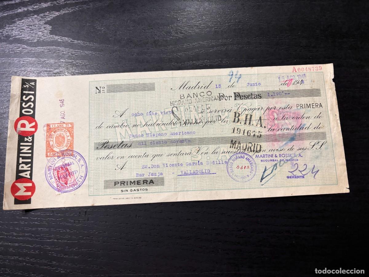 Documentos bancarios: LETRA DE CAMBIO. MARTINI & ROSSI S.A. MADRID, 1946 - Foto 1