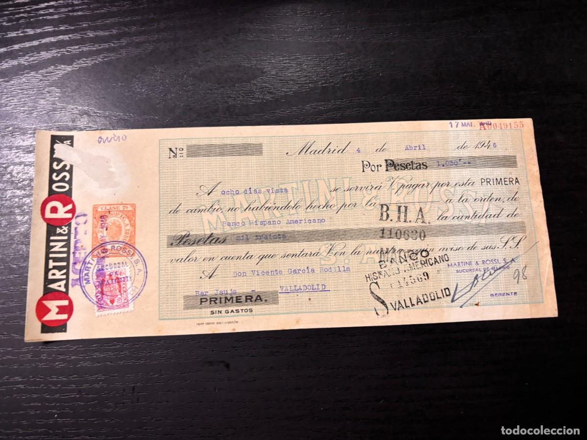 Documentos bancarios: LETRA DE CAMBIO. MARTINI & ROSSI S.A. MADRID, 1946 - Foto 1