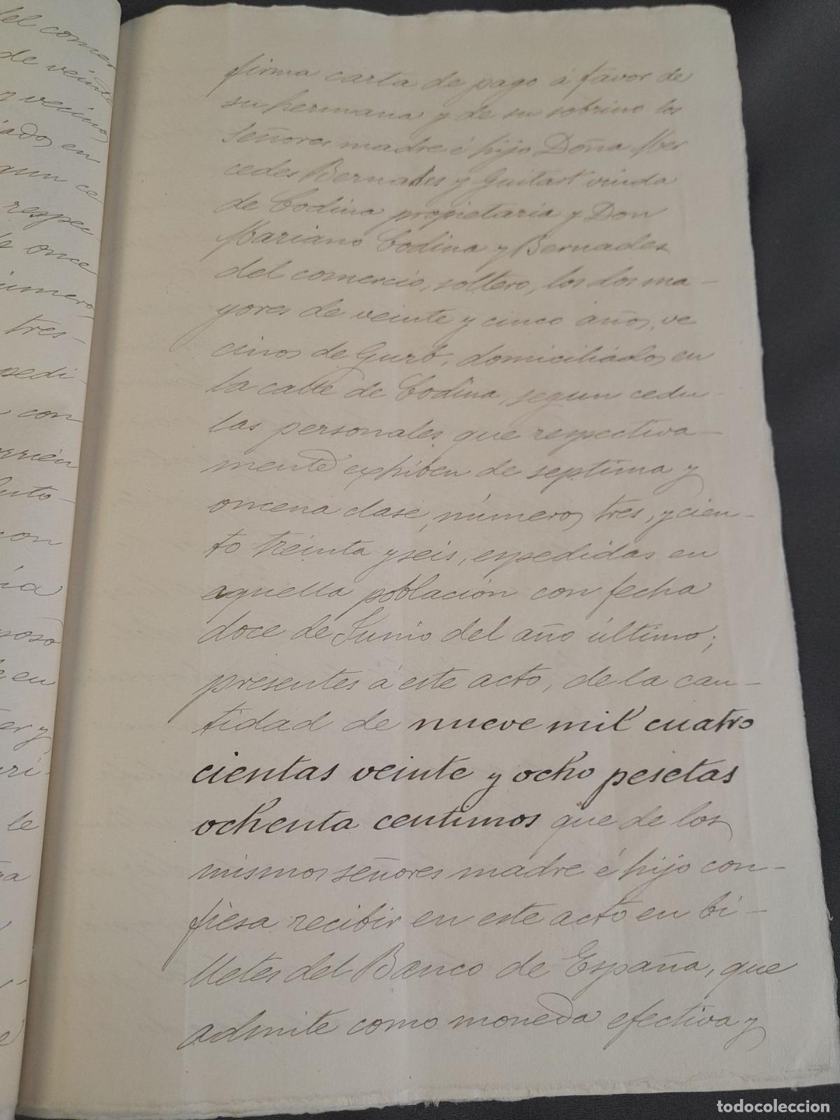 Documentos bancarios: DOC-910. DOCUMENTO: ESCRITURA DE CARTA DE PAGO. 1905. - Foto 5