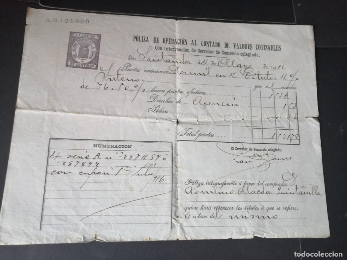 Documentos bancarios: ANTIGUO DOCUMENTO POLIZA DE VALORES - Foto 1