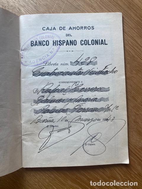 Documentos bancarios: Banco Hispano Colonial. Libreta 1943. - Foto 3