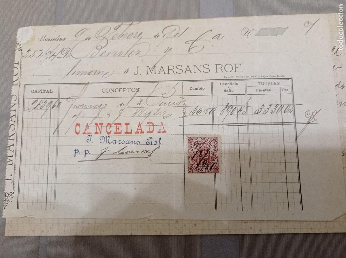 Documentos bancarios: Barcelona 1901 J. Marsans Rof - Foto 1