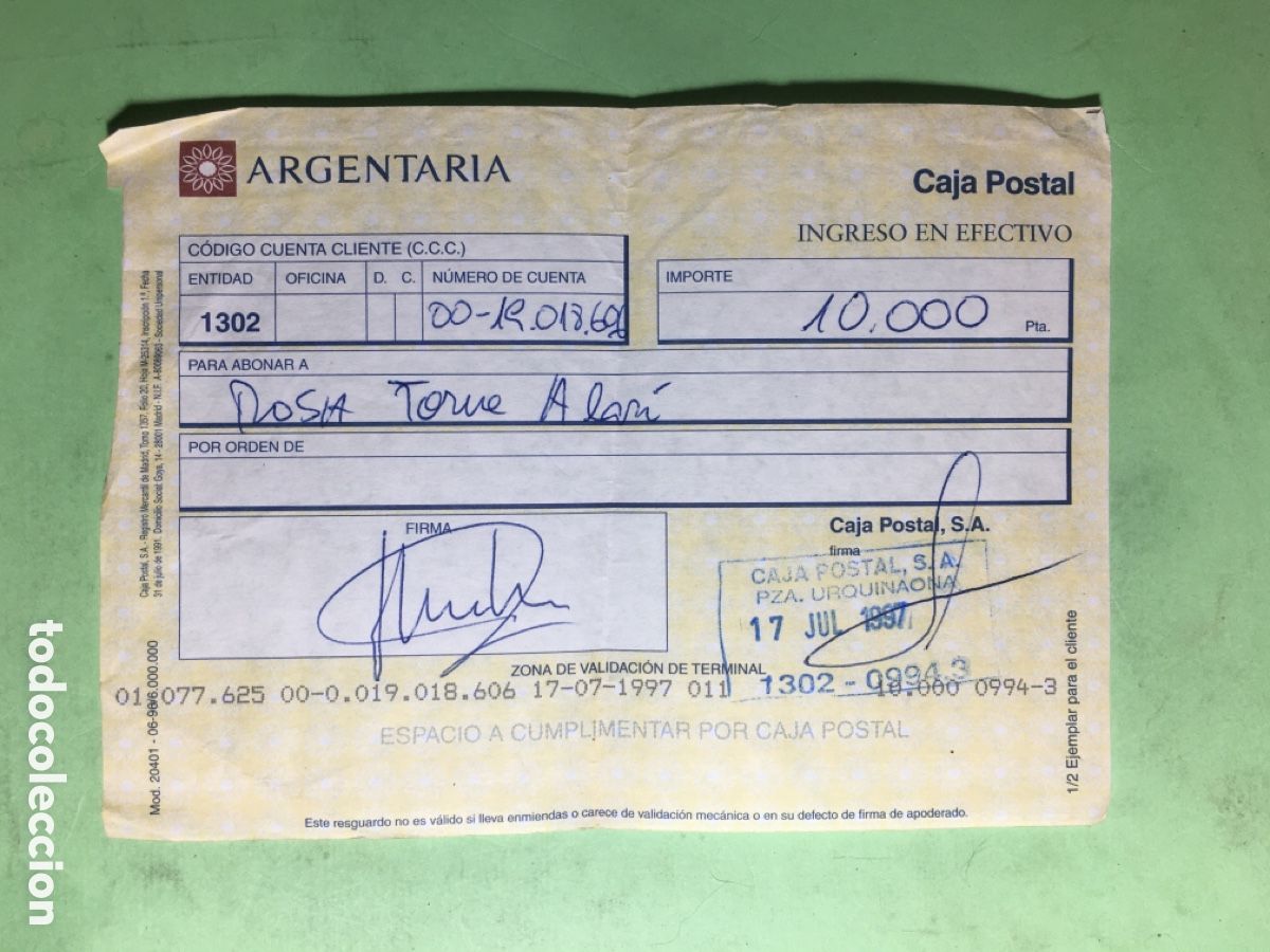 Documentos bancarios: 1997/98 LOTE DE 9 &Iacute;TEMS DIVERSOS DEL BANCO &lsquo;&rsquo;ARGENTARIA&rsquo;&rsquo; - Foto 6