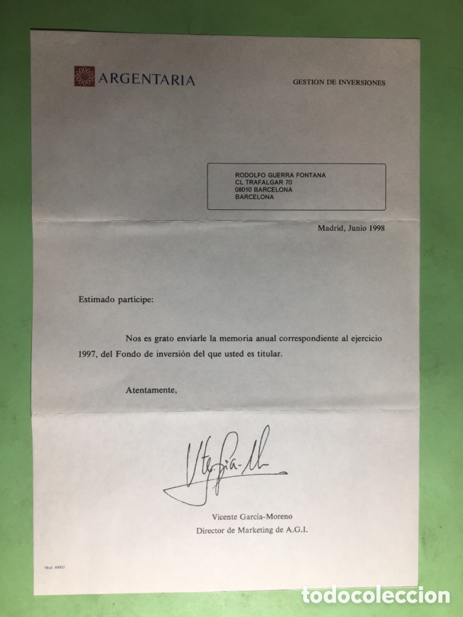 Documentos bancarios: 1997/98 LOTE DE 9 &Iacute;TEMS DIVERSOS DEL BANCO &lsquo;&rsquo;ARGENTARIA&rsquo;&rsquo; - Foto 24