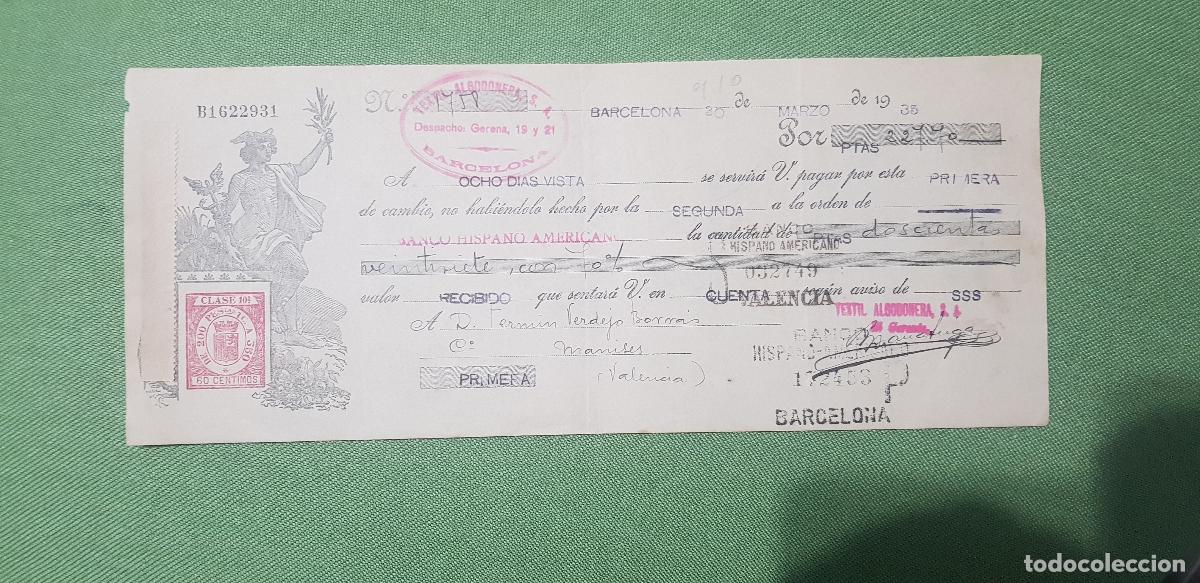 Documentos bancarios: TEXTIL ALGODONERA S.A.-BARCELONA - Foto 1
