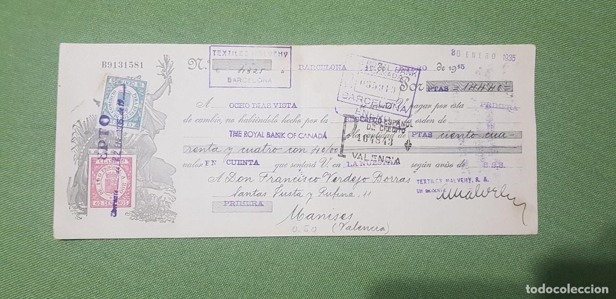 Documentos bancarios: TEXTILES MALVEHY S.A.-BARCELONA - Foto 1