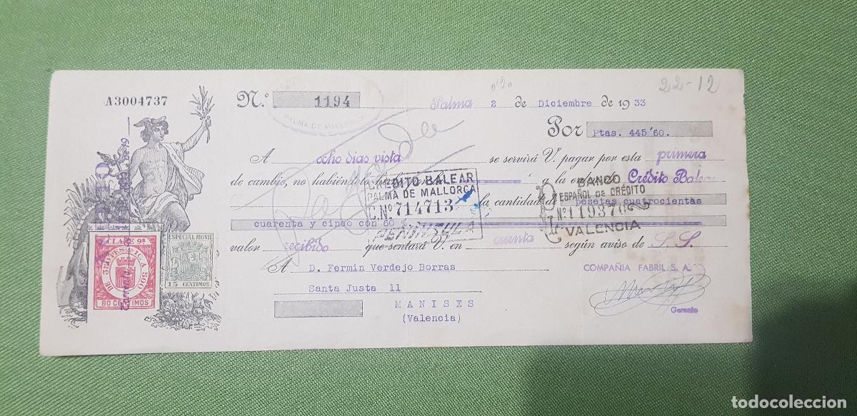 Documentos bancarios: COMPA&Ntilde;IA FABRIL S.A.-PALMA DE MALLORCA - Foto 1