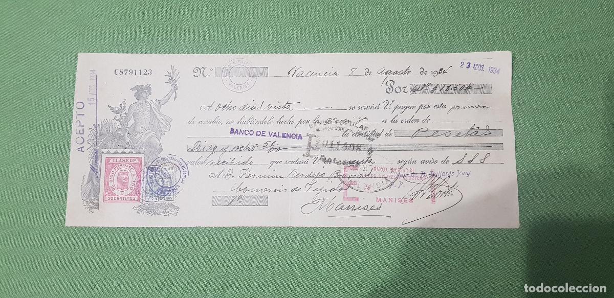 Documentos bancarios: VIUDA DE PALLARES PUIG-VALENCIA - Foto 1
