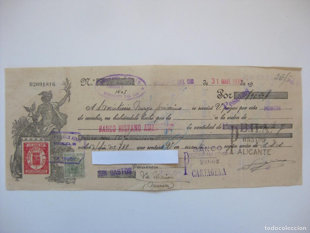 Documentos bancarios: LETRA DE CAMBIO A&Ntilde;O 1933 - Foto 1