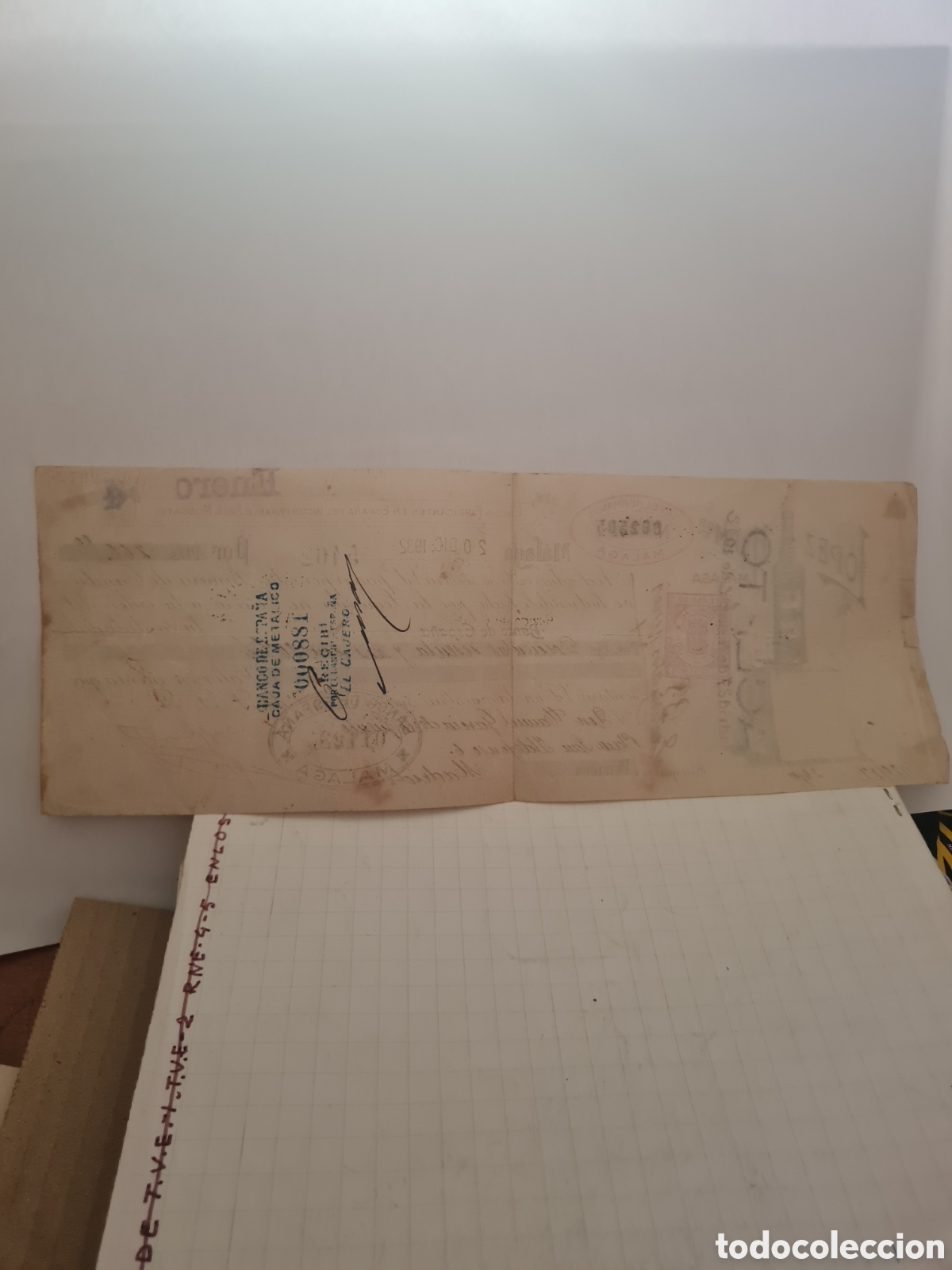 Documentos bancarios: LETRA DE CAMBIO HERMANOS LOPEZ MALAGA 1932 - Foto 2