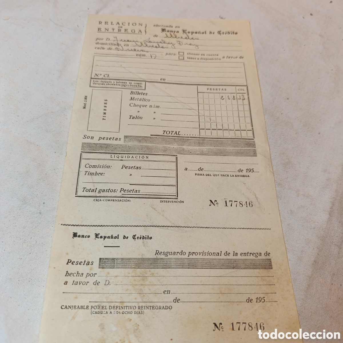 Documentos bancarios: BANCO ESPA&Ntilde;OL DE CR&Eacute;DITO A&Ntilde;OS 50, DOCUMENTO - Foto 1