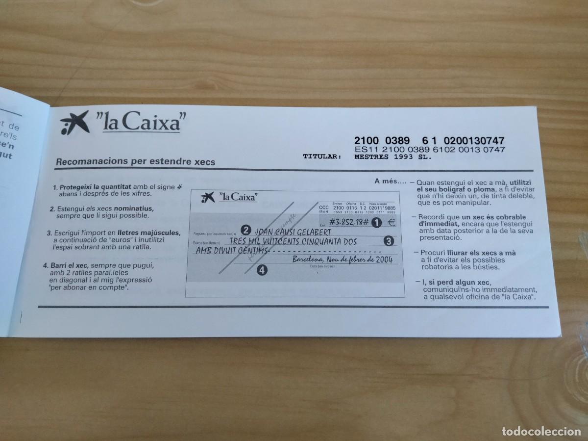 Documentos bancarios: TALONARIO DE CUENTA CORRIENTE A LA VISTA&rdquo;la Caixa&rdquo; - Foto 3