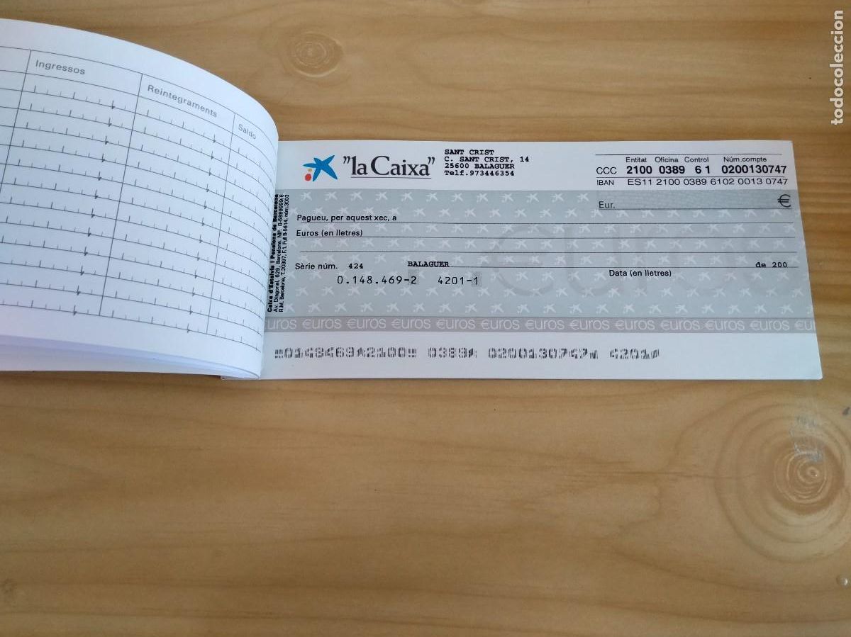 Documentos bancarios: TALONARIO DE CUENTA CORRIENTE A LA VISTA&rdquo;la Caixa&rdquo; - Foto 6