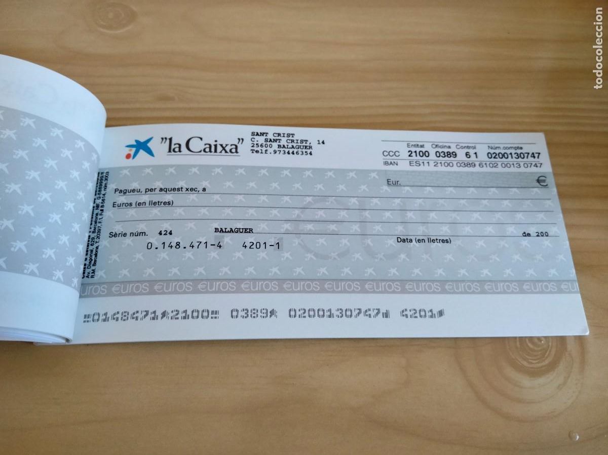 Documentos bancarios: TALONARIO DE CUENTA CORRIENTE A LA VISTA&rdquo;la Caixa&rdquo; - Foto 7