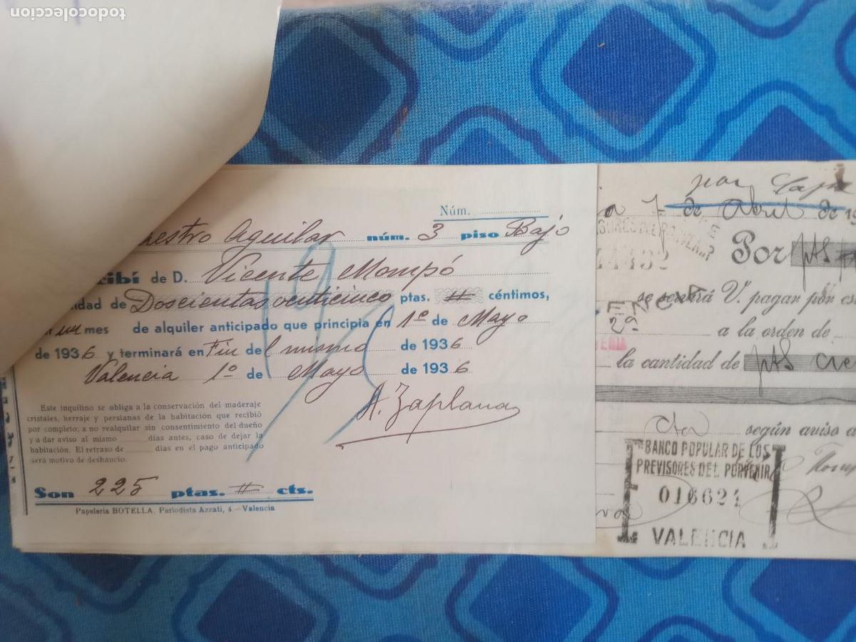 Documentos bancarios: 4 letras de cambio. Valencia. 1936 - Foto 5