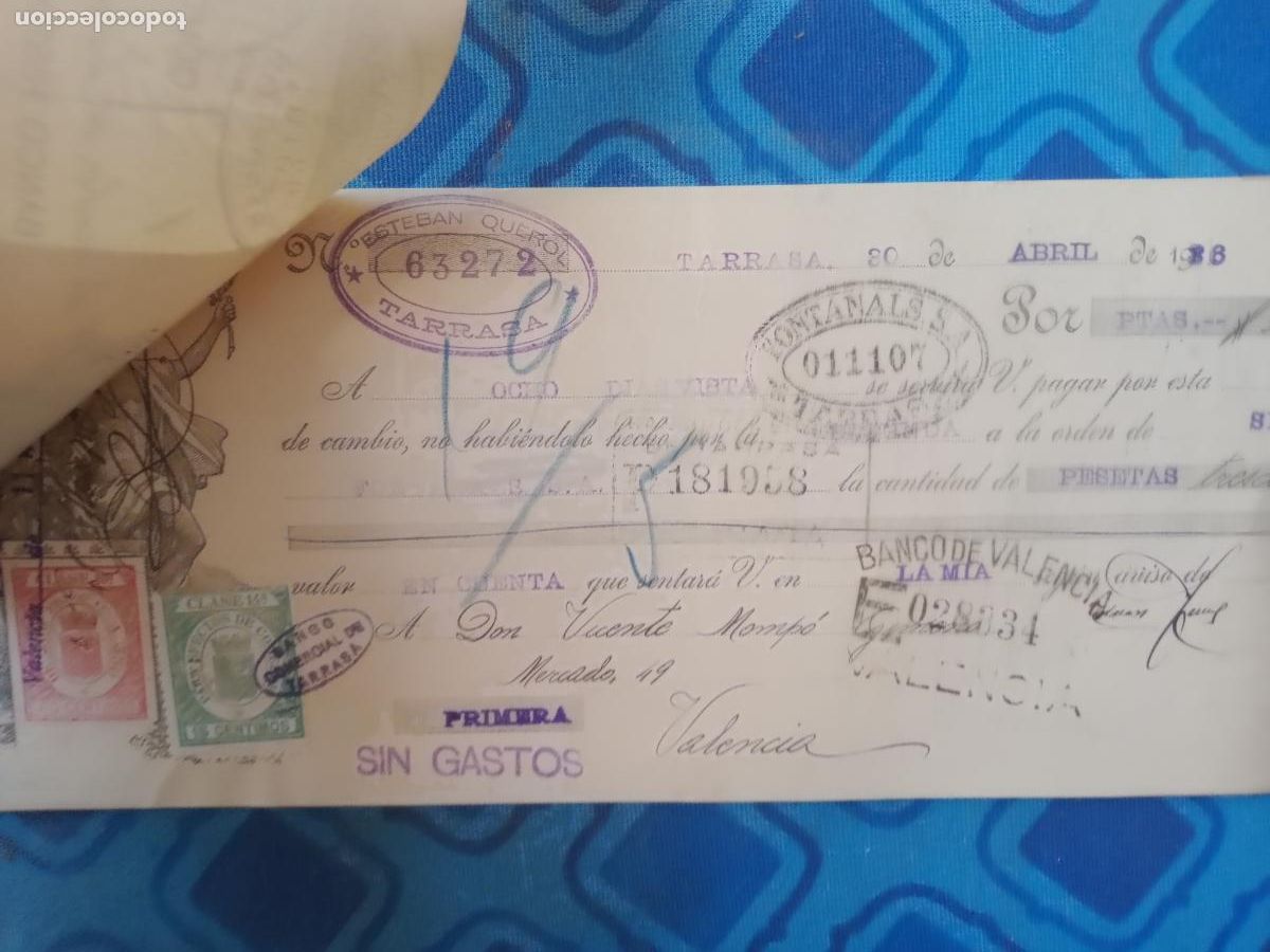 Documentos bancarios: 3 letras de cambio. Valencia. 1936 - Foto 4