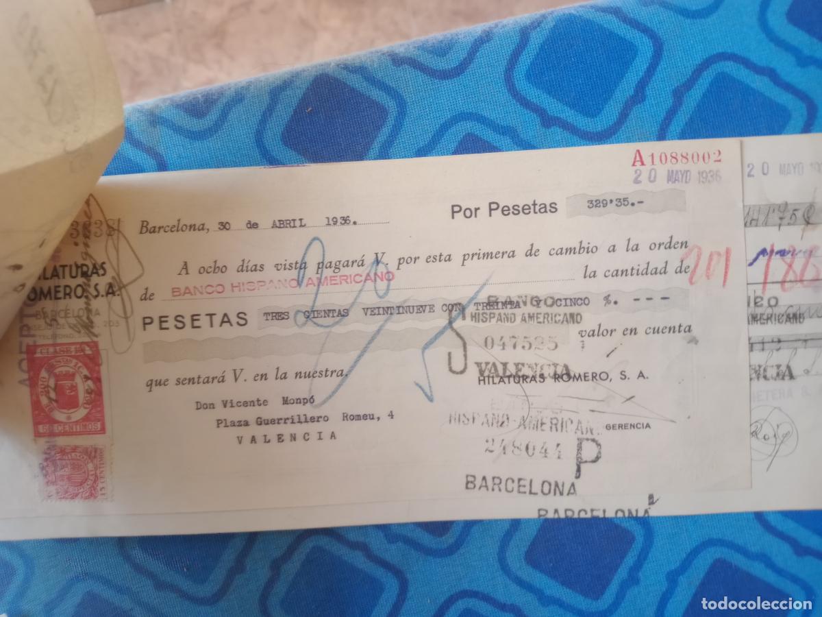 Documentos bancarios: 2 letras de cambio. Valencia. 1936 - Foto 2